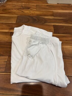 White heat gear layer set, top and bottom. Long Sleeve Neck Top & pant Football